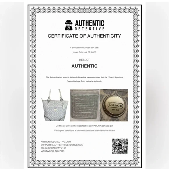 Coach Signature Peyton Heritage Tote Lt Denim Silver Leather Accent EUC COA - Picture 2 of 12